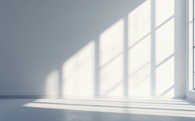 Obraz premium White wall with window light and shadow on the floor