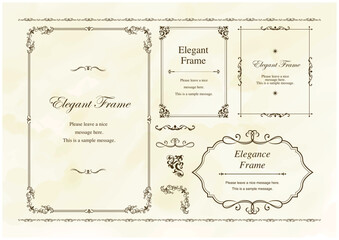 高級感のあるエレガンスなフレームセット、飾り罫、装飾デザイン、上品なあしらい