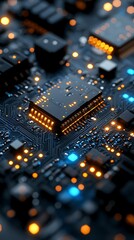 AI processor board glowing in black high resolution backgrounds