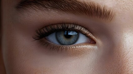 Obraz premium Close-Up of Female Eye with Transplanted Artificial Skin – Precision Healing Concept