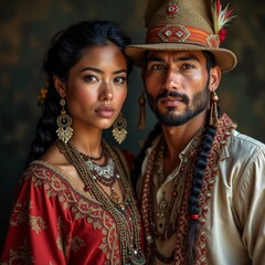 Fototapeta premium indian couple in traditional clothing