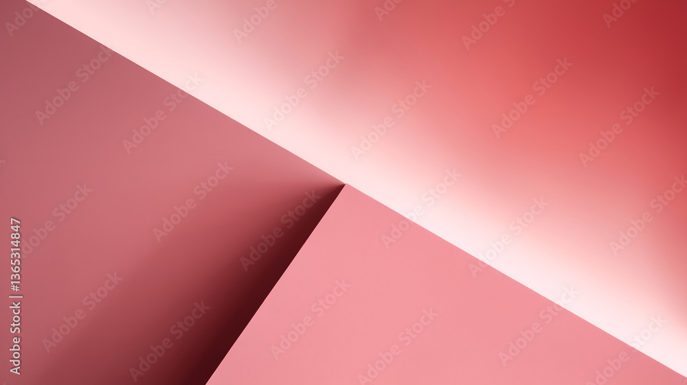Poster abstract image of two pink surfaces meeting at a sharp angle, creating a geometric design with a gra