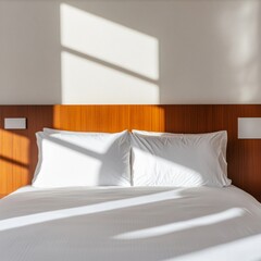 Artistic shot of shadows on a hotel bed, modern photography concept