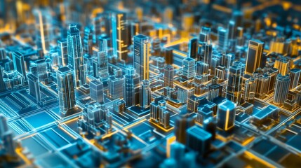 A futuristic AI powered digital twin city simulation with holographic infrastructure models and real time predictive analytics, Smart urban planning style, photo of