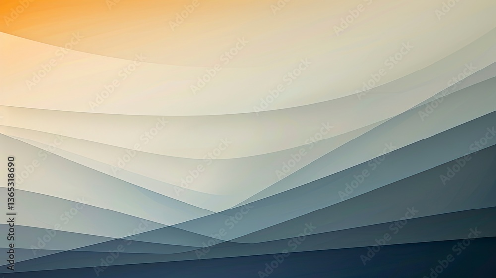 Poster abstract layered shapes, soft color gradient
