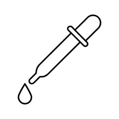 Simple Line Icon of a Dropper with Droplet