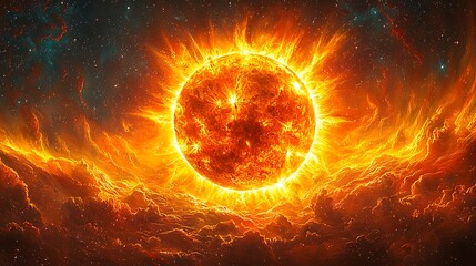 Obraz premium Golden explosion across galactic sky high resolution photo