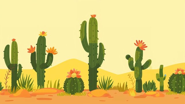 Infographic clipart illustrating the historical significance of Cinco de Mayo with cacti as story elements.