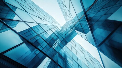 Obraz premium Futuristic urban architecture with reflective glass skyscrapers