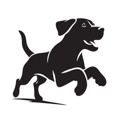 Naklejka premium Dynamic Black Dog Silhouette: A Playful Canine Vector Graphic