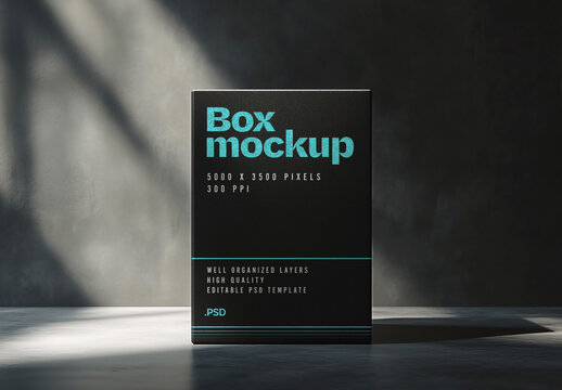 Dark Elegant Box Mockup for Packaging Design and Retail Branding