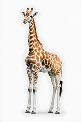 Fototapeta premium Realistic Standing Giraffe isolated on white background