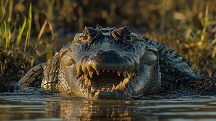 Fototapeta premium Croc in Shallow Water