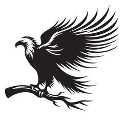Obraz premium Majestic Eagle Soaring: Black and White Bird Vector Graphic