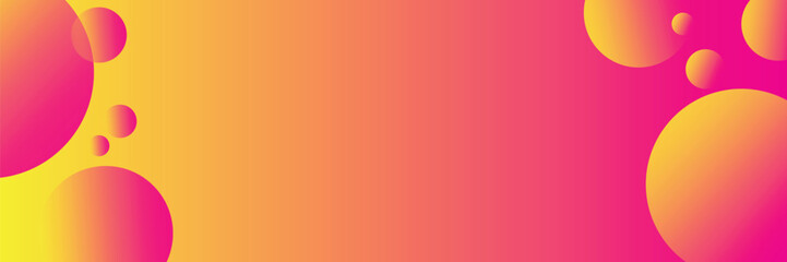 Minimalist banner background, pastel colorful, pink and yellow gradations. Circle effect style geometric, abstract background.