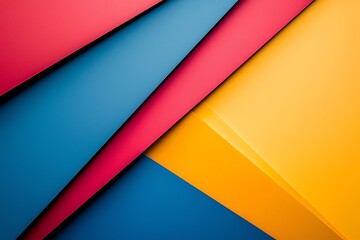 Abstract Background Featuring Geometric Layers in Red Blue and Yellow Hues