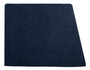 Trapezoid piece of cut black smooth cardboard, blank plate with copy space