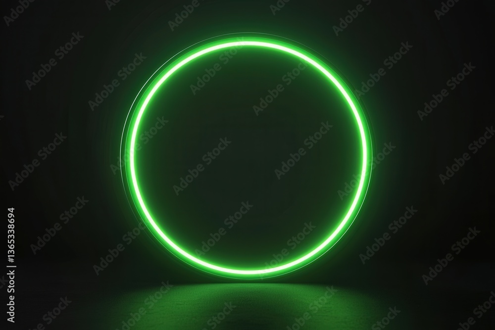 Poster a glowing green circular shape is set against a dark background, creating a striking visual contrast