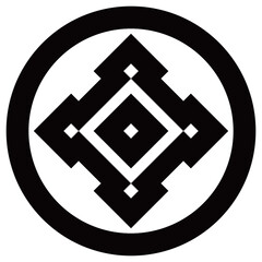 家紋です。丸に折入り角に釘抜といいます。