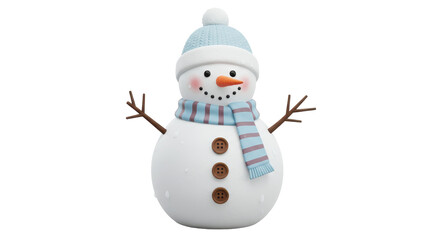 Isolated Snowman with Hat and Scarf
