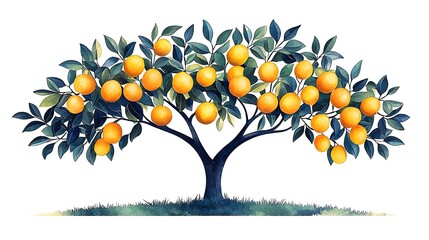 Fototapeta premium Abstract watercolor mango branches yellow fruit high resolution picture