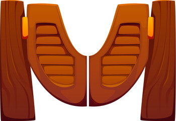 Texas saloon door, cowboy font type letter M. American history kids ABC letter, Western sheriff vector typeset element. Wild West cowboy cartoon font sign or Texas vintage English alphabet type symbol