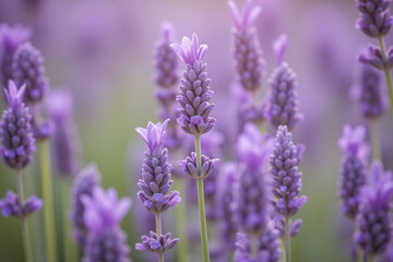 Fototapeta premium lavender flowers in a field with the sun shining through them
