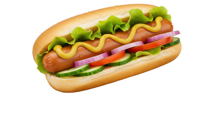 Isolated Hot Dog with Vegetables
