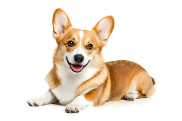 Full body of realistic pembroke corgi dog isolated on white background