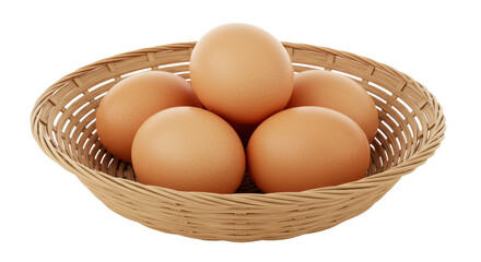 Isolated Eggs in Woven Basket