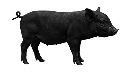 Isolated Realistic Black Pig