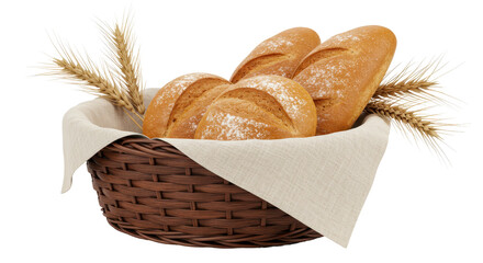 Isolated Bread in a Basket