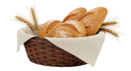 Isolated Bread in a Basket