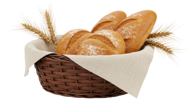 Isolated Bread in a Basket