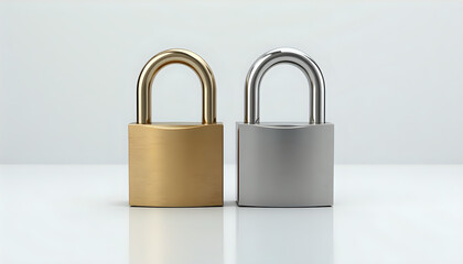 Fototapeta premium a couple of golden locks on a white background