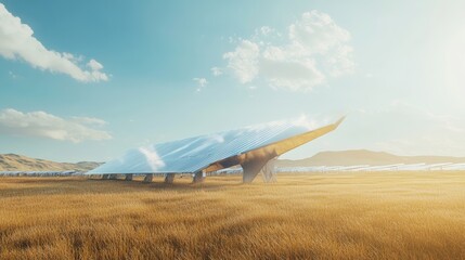 A high tech AI powered solar panel system optimizing energy output based on real time sunlight conditions for sustainable energy production, Renewable energy technology style, photo of