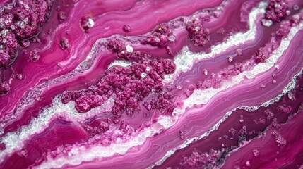 Obraz premium A deep pink marble surface with flowing white veins, highlighted by a perfectly polished, high-gloss sheen