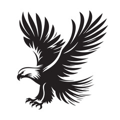 Fototapeta premium Majestic Eagle in Flight: A Black and White Vector Graphic