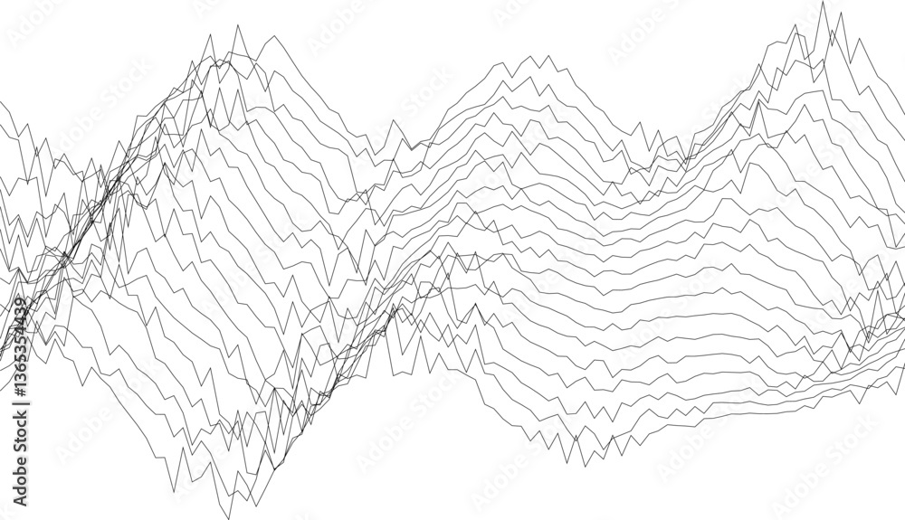 Poster abstract waves line art in monochrome for modern design projects.