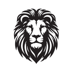 Majestic Lion Head: A Black and White Vector Graphic Design
