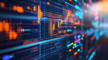 A high tech AI system analyzing real time financial market data to recommend investment strategies and portfolio management options, Financial technology style, photo of