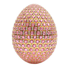 Easter egg adorned with rhinestones for a sparkling finish, isolated on white background