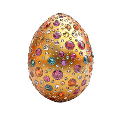 Easter egg adorned with tiny gemstone accents, isolated on white background