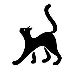 Black cat logo. Kitty sign emblem Black silhouette of pussycat vector illustration