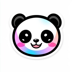 Fototapeta premium Adorable Pastel Rainbow Panda Face Sticker Design