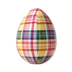 Obraz premium Easter egg decorated with a bold plaid tartan pattern, isolated on white background