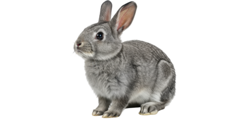 Isolated Gray Bunny Rabbit Sitting