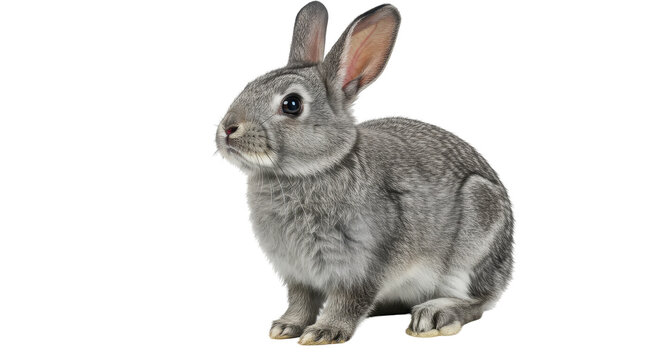 Isolated Gray Bunny Rabbit Sitting