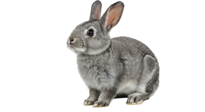 Isolated Gray Bunny Rabbit Sitting