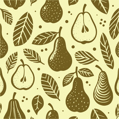 Hand-drawn monochrome pear pattern, simple vector illustration
